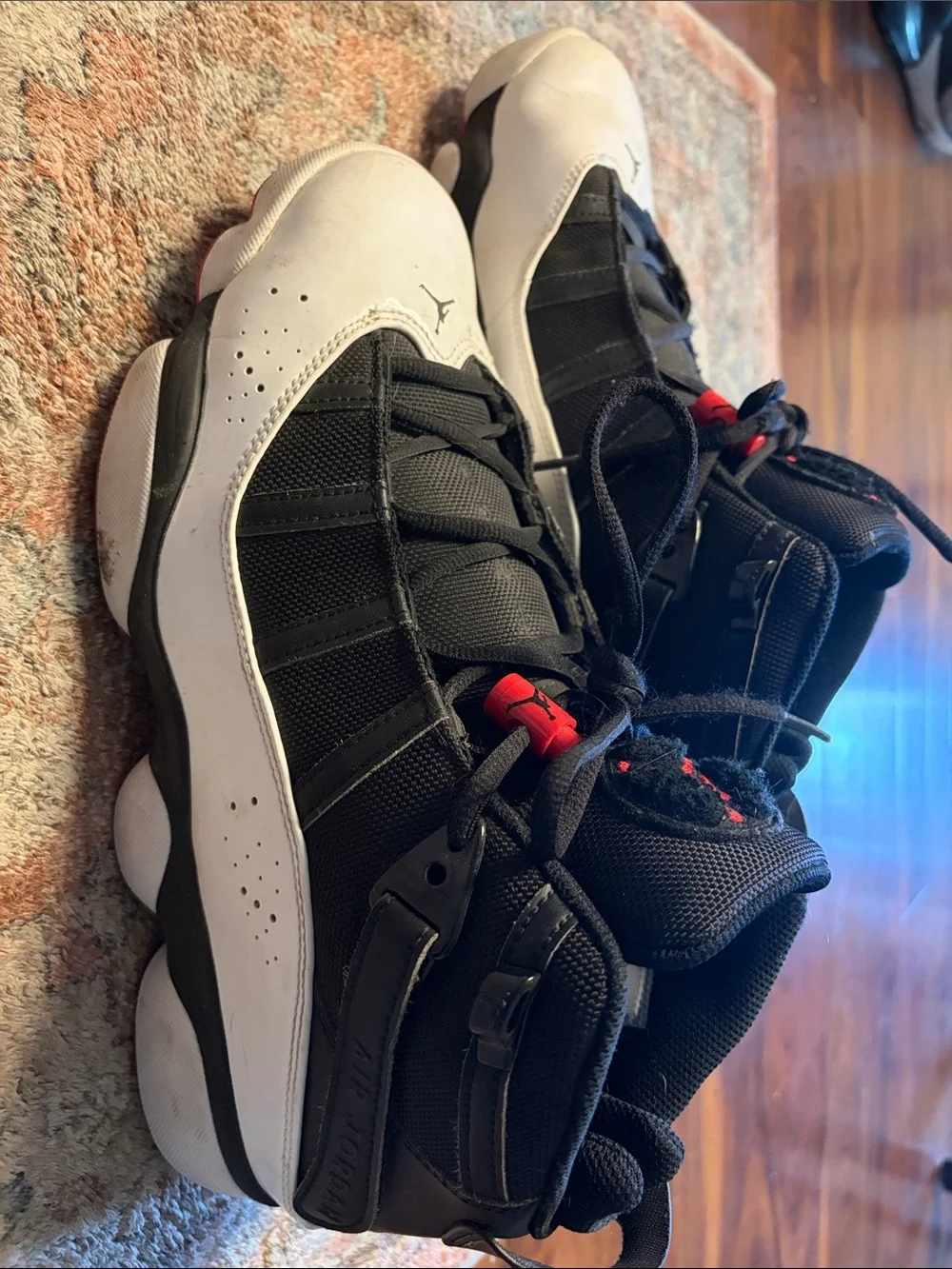 Jordan Black White and Red High-Top Sneakers